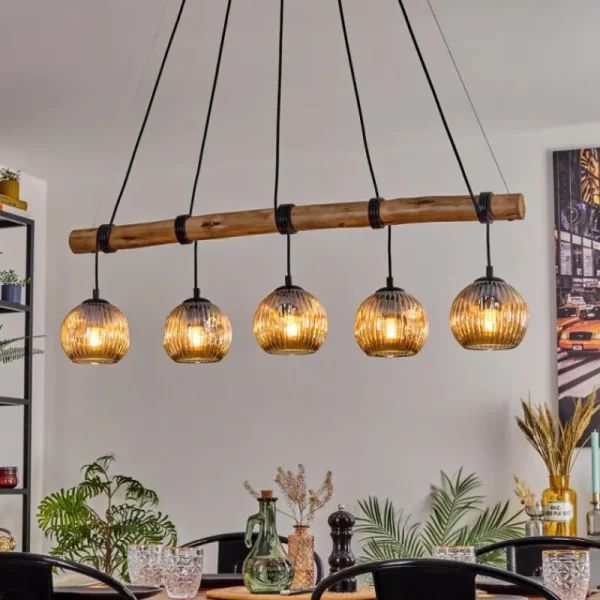 hofstein Ripoll Suspension, Boule lumineuse, Suspension Écru, Noir, 5 lumières* Lampes Modernes
