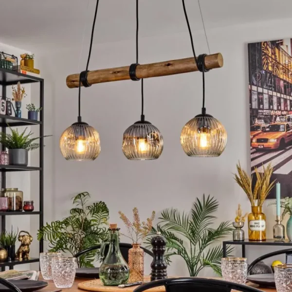 hofstein Ripoll Suspension, Boule lumineuse, Suspension Écru, Noir, 3 lumières* Lampes Modernes
