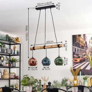 hofstein Ripoll Suspension, Boule lumineuse, Suspension Écru, Noir, 3 lumières* Lampes Modernes