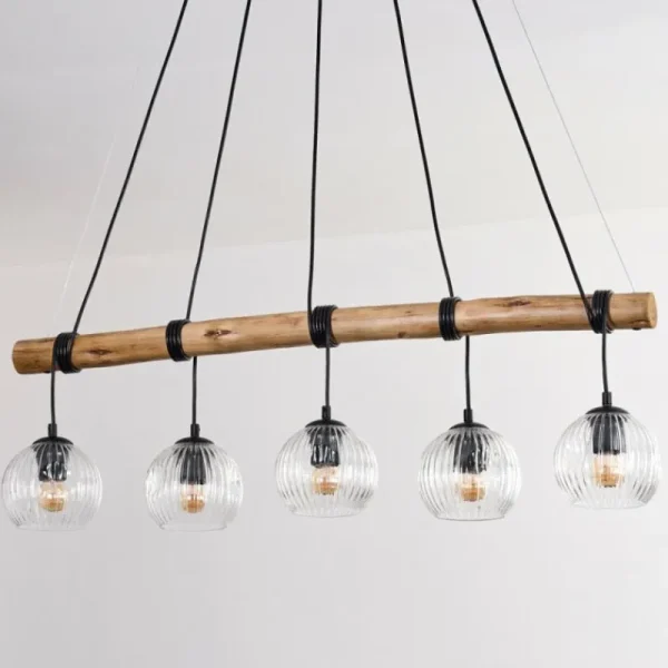hofstein Ripoll Suspension, Boule lumineuse, Suspension Écru, Noir, 5 lumières* Lampes Modernes