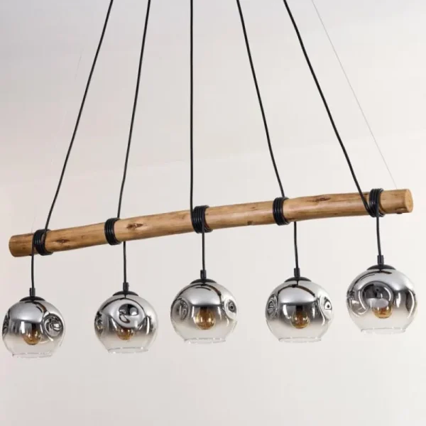 hofstein Ripoll Suspension, Boule lumineuse, Suspension Chrome, Fumé, 5 lumières* Lampes Modernes