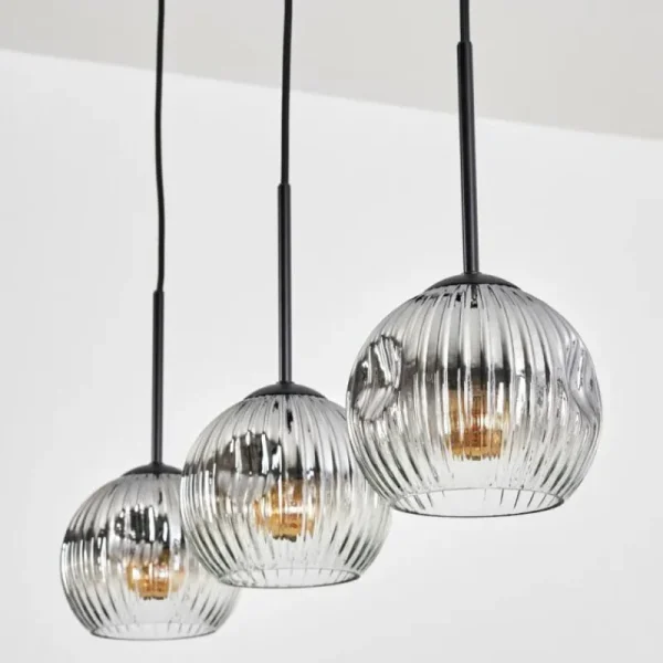 hofstein Ripoll Suspension, Boule lumineuse, Suspension Clair, Fumé, 3 lumières* Lampes Modernes