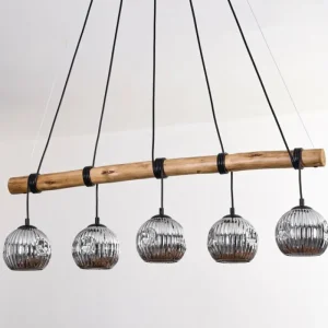 hofstein Ripoll Suspension, Boule lumineuse, Suspension Écru, Noir, 5 lumières* Lampes Modernes