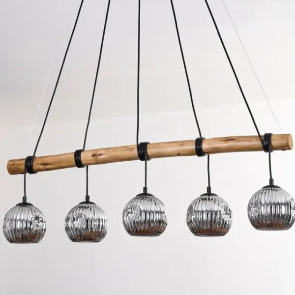 hofstein Ripoll Suspension, Boule lumineuse, Suspension Écru, Noir, 5 lumières* Lampes Modernes