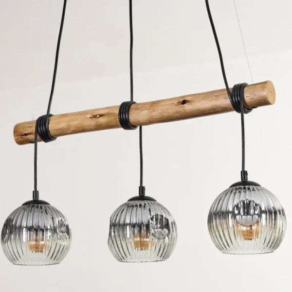 hofstein Ripoll Suspension, Boule lumineuse, Suspension Écru, Noir, 3 lumières* Lampes Modernes
