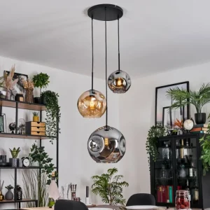 hofstein Ripoll Suspension, Boule lumineuse, Suspension, Suspension grappe Ambre, Fumé, 3 lumières* Lampes Modernes
