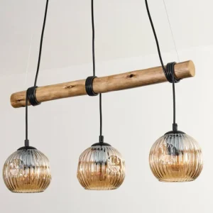 hofstein Ripoll Suspension, Boule lumineuse, Suspension Écru, Noir, 3 lumières* Lampes Modernes