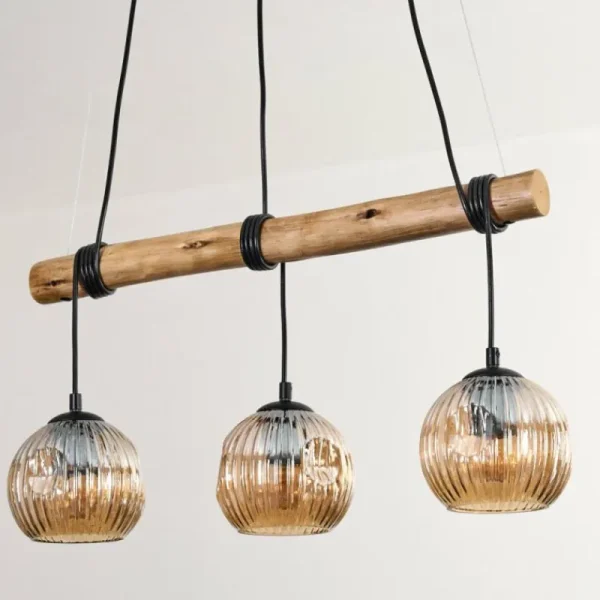 hofstein Ripoll Suspension, Boule lumineuse, Suspension Écru, Noir, 3 lumières* Lampes Modernes