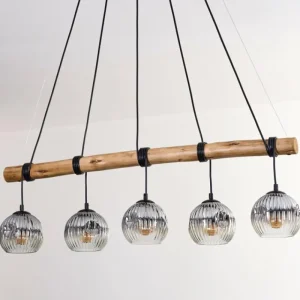 hofstein Ripoll Suspension, Boule lumineuse, Suspension Écru, Noir, 5 lumières* Lampes Modernes
