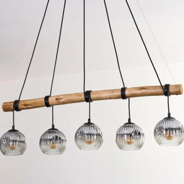 hofstein Ripoll Suspension, Boule lumineuse, Suspension Écru, Noir, 5 lumières* Lampes Modernes