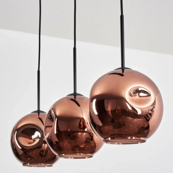 hofstein Ripoll Suspension, Boule lumineuse, Suspension Cuivré, 3 lumières* Lampes En Verre