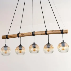hofstein Ripoll Suspension, Boule lumineuse, Suspension Écru, Noir, 5 lumières* Lampes Modernes