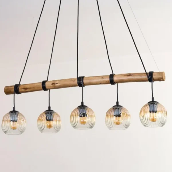 hofstein Ripoll Suspension, Boule lumineuse, Suspension Écru, Noir, 5 lumières* Lampes Modernes