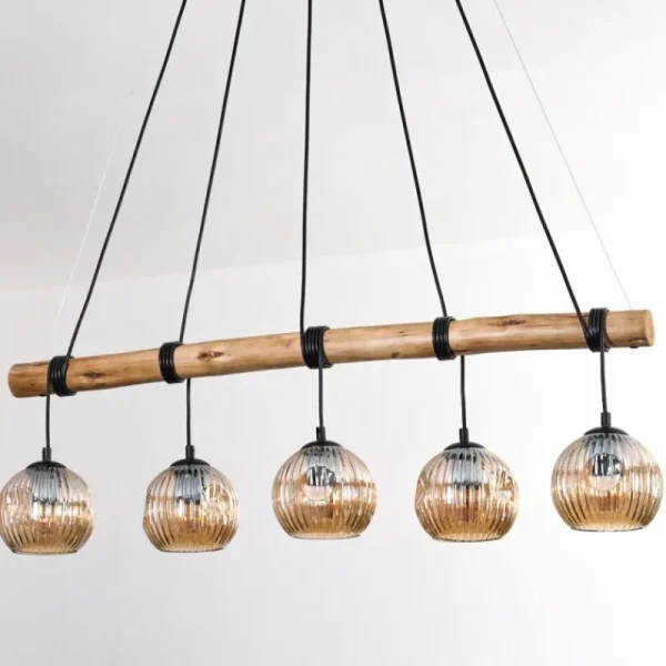 hofstein Ripoll Suspension, Boule lumineuse, Suspension Écru, Noir, 5 lumières* Lampes Modernes