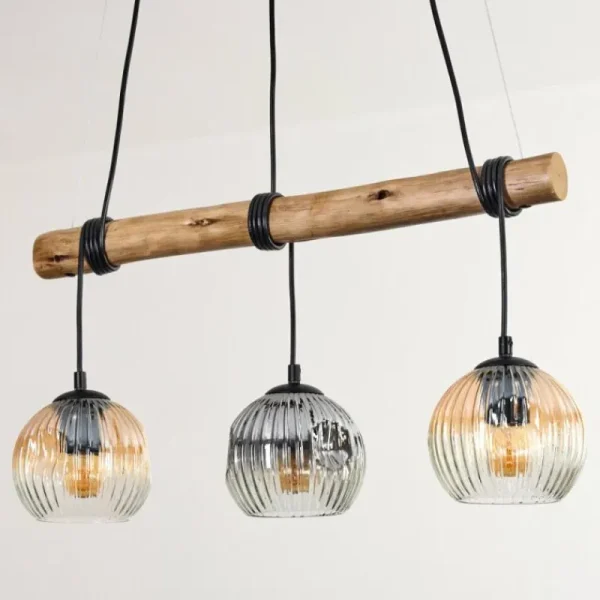 hofstein Ripoll Suspension, Boule lumineuse, Suspension Écru, Noir, 3 lumières* Lampes Modernes