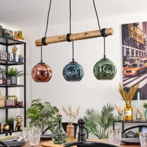 hofstein Ripoll Suspension, Boule lumineuse, Suspension Écru, Noir, 3 lumières* Lampes Modernes