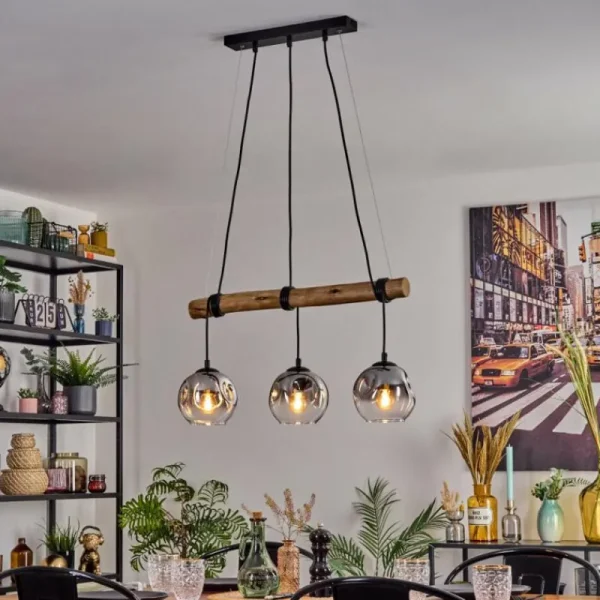 hofstein Ripoll Suspension, Boule lumineuse, Suspension Écru, Noir, 3 lumières* Lampes Modernes