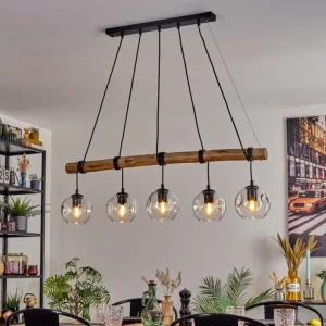 hofstein Ripoll Suspension, Boule lumineuse, Suspension Écru, Noir, 5 lumières* Lampes Modernes