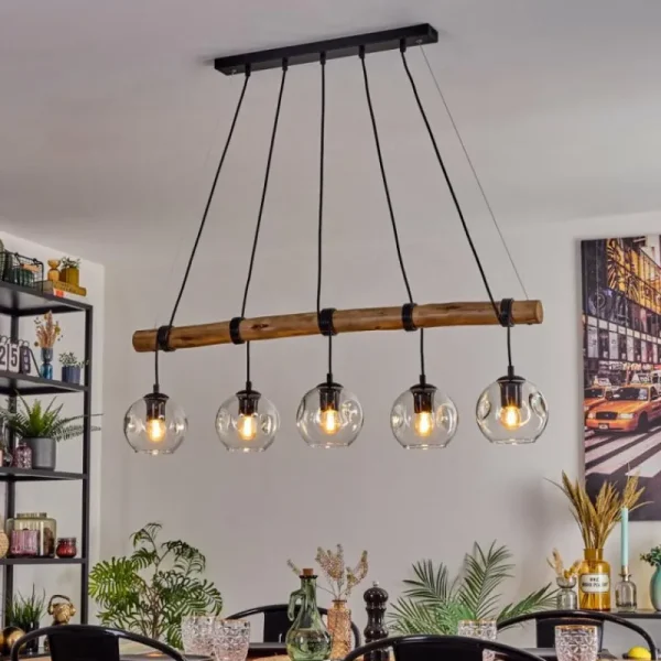 hofstein Ripoll Suspension, Boule lumineuse, Suspension Écru, Noir, 5 lumières* Lampes Modernes
