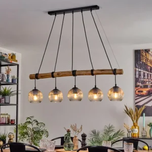 hofstein Ripoll Suspension, Boule lumineuse, Suspension Écru, Noir, 5 lumières* Lampes Modernes