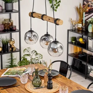 hofstein Ripoll Suspension, Boule lumineuse, Suspension Écru, Noir, 3 lumières* Lampes Modernes