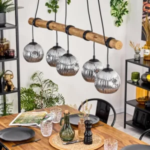 hofstein Ripoll Suspension, Boule lumineuse, Suspension Écru, Noir, 5 lumières* Lampes Modernes
