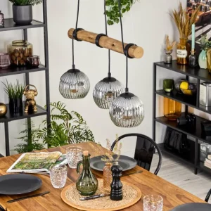 hofstein Ripoll Suspension, Boule lumineuse, Suspension Écru, Noir, 3 lumières* Lampes Modernes