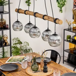 hofstein Ripoll Suspension, Boule lumineuse, Suspension Écru, Noir, 5 lumières* Lampes Modernes