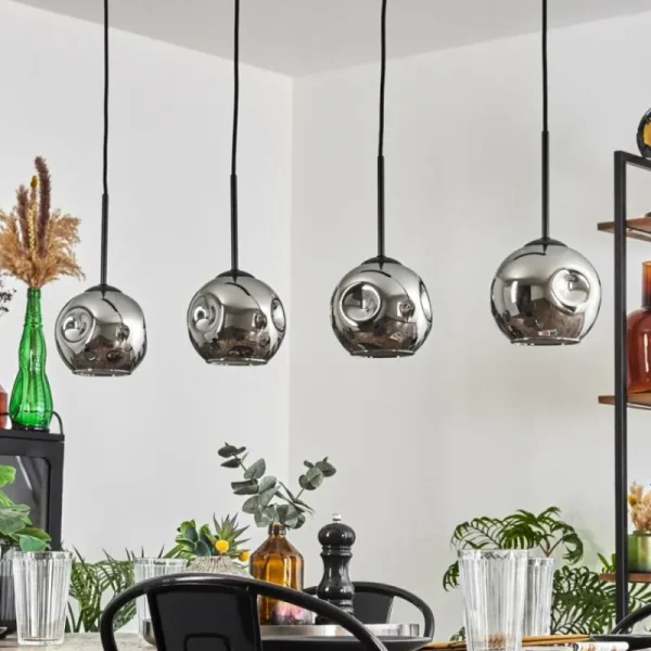 hofstein Ripoll Suspension Chrome, Fumé, 4 lumières* Lampes Modernes
