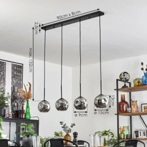 hofstein Ripoll Suspension Chrome, Fumé, 4 lumières* Lampes Modernes