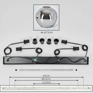 hofstein Ripoll Suspension Chrome, Fumé, 4 lumières* Lampes Modernes