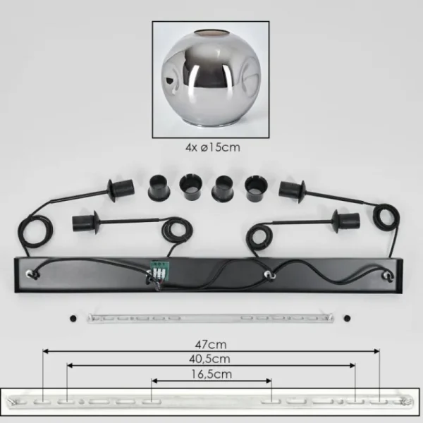 hofstein Ripoll Suspension Chrome, Fumé, 4 lumières* Lampes Modernes