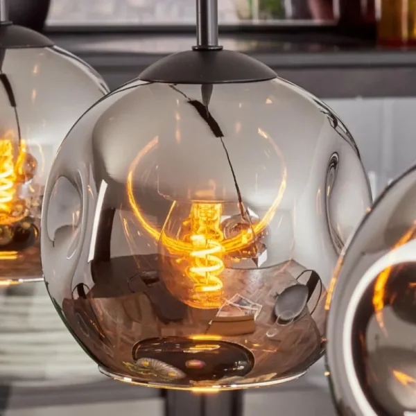 hofstein Ripoll Suspension Chrome, Fumé, 3 lumières* Lampes Modernes