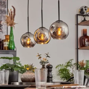 hofstein Ripoll Suspension Chrome, Fumé, 3 lumières* Lampes Modernes