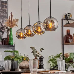 hofstein Ripoll Suspension Chrome, Fumé, 4 lumières* Lampes Modernes