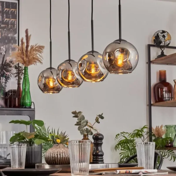 hofstein Ripoll Suspension Chrome, Fumé, 4 lumières* Lampes Modernes