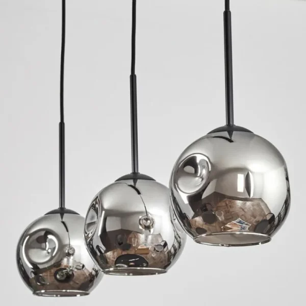 hofstein Ripoll Suspension Chrome, Fumé, 3 lumières* Lampes Modernes