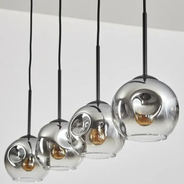 hofstein Ripoll Suspension Chrome, Clair, 4 lumières* Lampes En Verre