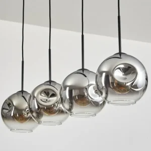 hofstein Ripoll Suspension Chrome, Clair, 4 lumières* Lampes En Verre