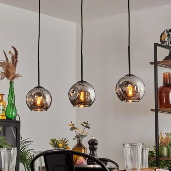 hofstein Ripoll Suspension Chrome, Fumé, 3 lumières* Lampes Modernes