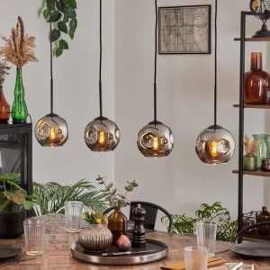 hofstein Ripoll Suspension Chrome, Fumé, 4 lumières* Lampes Modernes