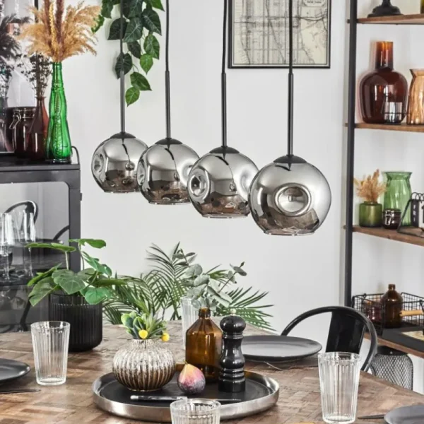 hofstein Ripoll Suspension Chrome, Fumé, 4 lumières* Lampes Modernes
