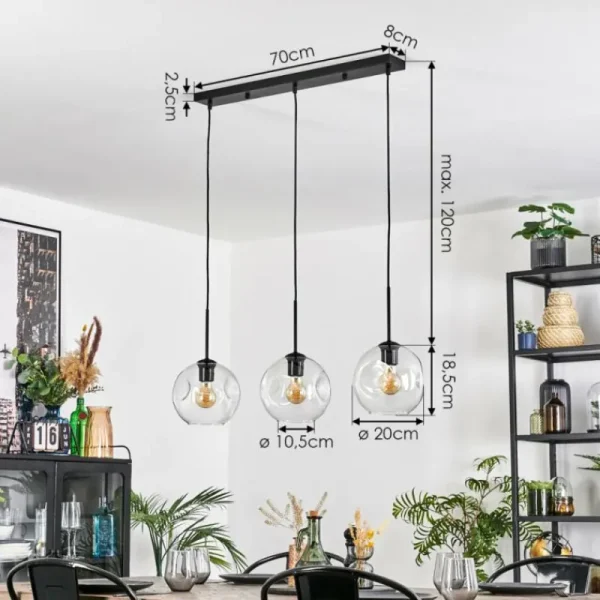 hofstein Ripoll Suspension Clair, 3 lumières* Lampes En Verre