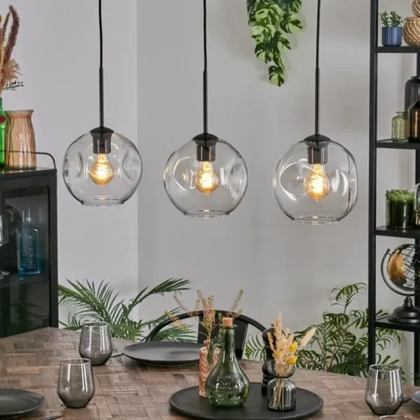 hofstein Ripoll Suspension Clair, 3 lumières* Lampes En Verre