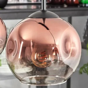 hofstein Ripoll Suspension Clair, Cuivré, 3 lumières* Lampes En Verre