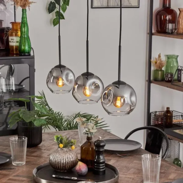 hofstein Ripoll Suspension Clair, Fumé, 3 lumières* Lampes Modernes