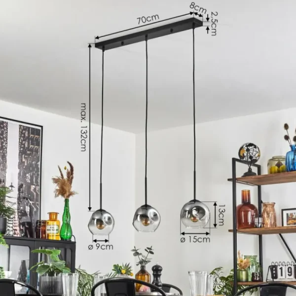 hofstein Ripoll Suspension Clair, Fumé, 3 lumières* Lampes Modernes