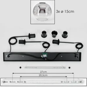 hofstein Ripoll Suspension Clair, Fumé, 3 lumières* Lampes Modernes
