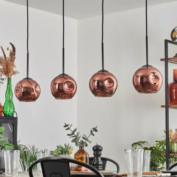 hofstein Ripoll Suspension Cuivré, 4 lumières* Lampes En Verre