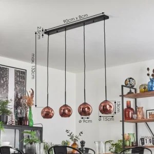 hofstein Ripoll Suspension Cuivré, 4 lumières* Lampes En Verre